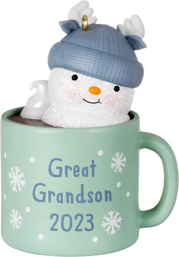 Miniatura 7 de Hallmark Keepsake Adorno de Navidad 2023, taza de cacao caliente para bisnieta, regalos familiares