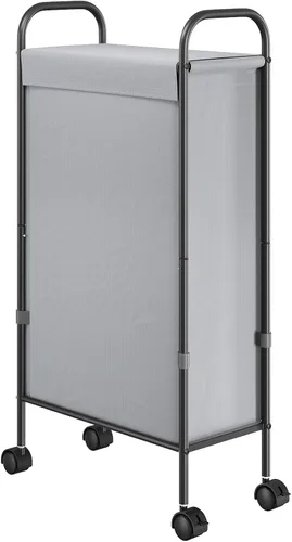 Miniatura 9 de ELYKEN Cesta de lavandería delgada con tapa, cesta de lavandería rodante pequeña de 50L con ruedas, carrito estrecho de 7.9" para ropa sucia