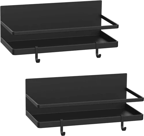 Estante magnético para especias, estante magnético fuerte con 4 ganchos extraíbles, ahorro de espacio perfecto para cocinas pequeñas/apartamentos,