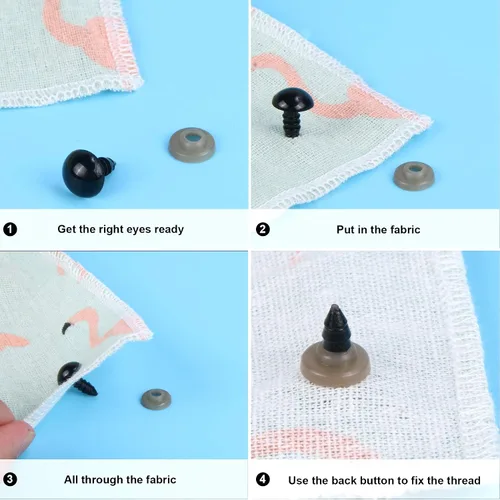 Miniatura 5 de UPINS 500 piezas de ojos de seguridad de plástico negro de 6 a 0.472 in con arandelas para manualidades de animales de ganchillo, proveedor