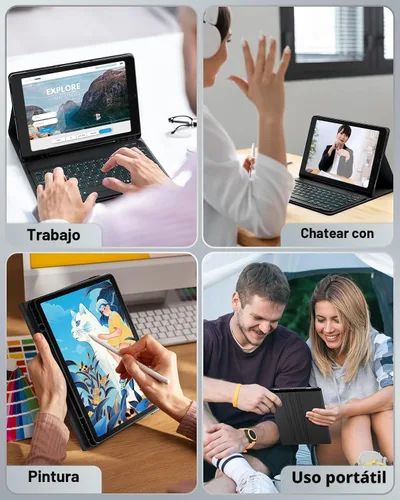 Miniatura 9 de Funda para teclado para Samsung Galaxy Tab S10 Lite / S10 FE / S9 FE / S9 / S8 10.9-11 pulgadas Cubierta - Teclado magnético desmontable