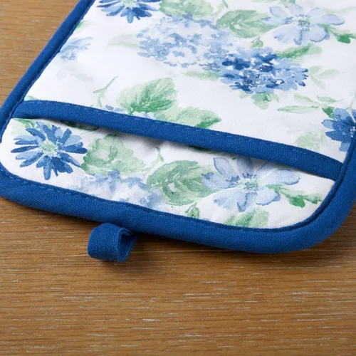 Miniatura 3 de Martha Stewart Juego de 2 manoplas de horno y agarraderas florales ámbar, azul/verde, OM: 7"x13" y PH: 7"x10