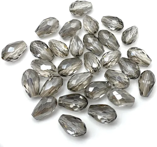 Miniatura 22 de 120 cuentas de cristal ámbar con agujero vertical de lágrima de 0.236 x 0.315 pulgadas, cuentas espaciadoras AB de cristal con forma facetada