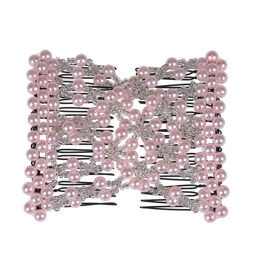 Miniatura 8 de 5 peines para el cabello con cuentas fáciles de estirar, doble diapositiva mágica de metal, horquillas para el cabello de las mujeres