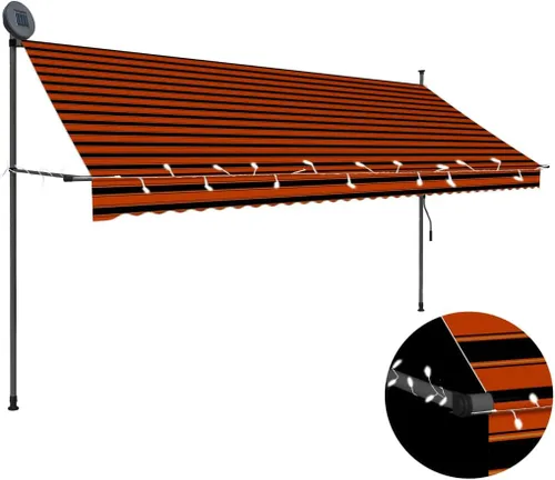 Miniatura 9 de vidaXL Toldo retráctil manual con luces LED, 59.1" - Amarillo y azul