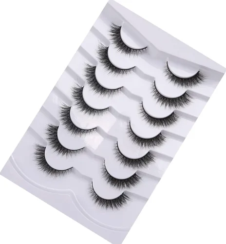 Miniatura 43 de Pooplunch - Pestañas postizas finas de visón sintético, estilo ojo de gato, naturales, cruzadas, tipo racimo, efecto 8D de volumen, tiras