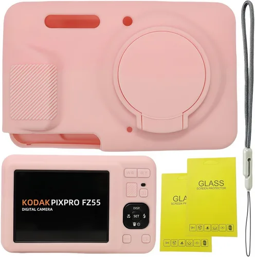 Miniatura 11 de Funda para Kodak PIXPRO FZ55, accesorios FZ55, funda protectora de silicona suave con tapa de lente extraíble, viene con 2 protectores de pantalla