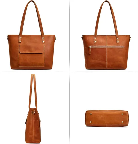 Miniatura 13 de S-ZONE Bolso bandolera vintage de cuero genuino para mujer