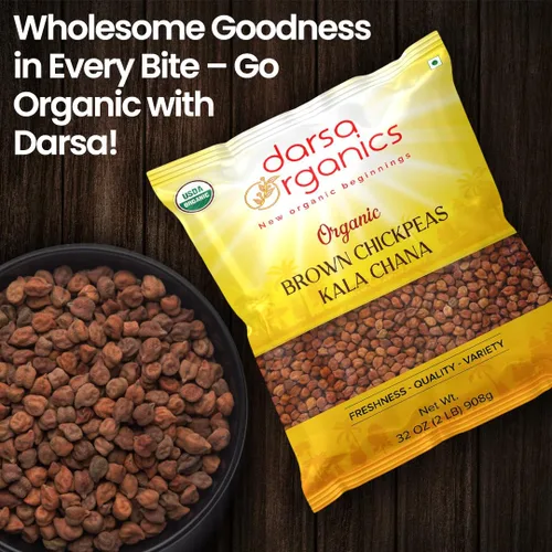 Miniatura 5 de Darsa Organics Lentejas de garbanzos negros, Kala Chana Dal, 2 libras de granos de garbanzos marrones orgánicos USDA, sin OMG, ideales para dietas