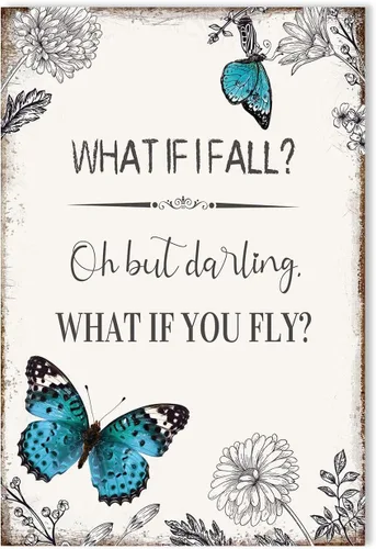 YPY Lienzo decorativo con citas inspiradoras, póster de mariposas, decoración de pared, rústico, vintage, decoración del hogar para dormitorio,