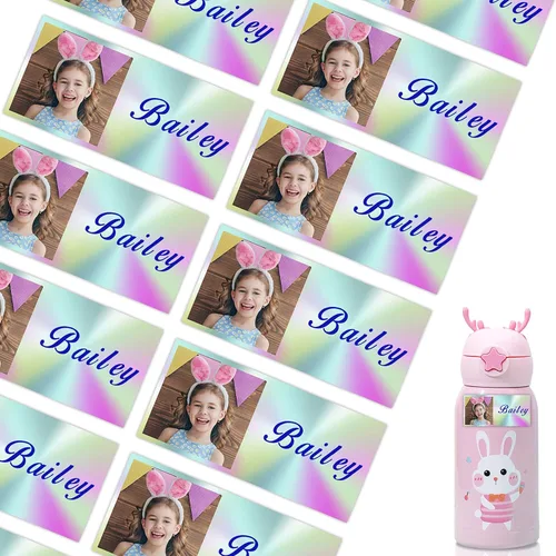 Miniatura 14 de 78 etiquetas personalizadas para niños con fotos impermeables, etiquetas de nombre personalizadas para suministros escolares, guardería, botellas