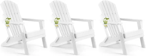 Miniatura 40 de FUNBERRY Juego de 6 sillas plegables Adirondack para todo tipo de clima, sillas para hogueras de polietileno de alta densidad con portavasos
