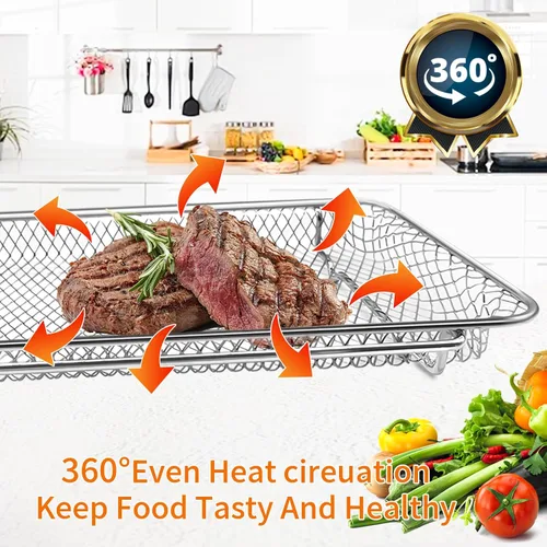 Miniatura 8 de Canasta de reemplazo para horno de aire frito de zona dual Emeril Lagasse 360 25 QT horno de aire frito tostador de convección de malla de acero