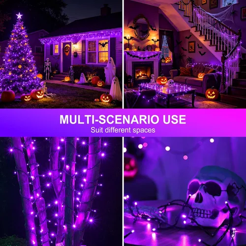 Miniatura 5 de kemooie 500 luces LED de Navidad rosadas, luces de Navidad de 164 pies para exteriores, enchufables, impermeables, con 8 modos de parpadeo