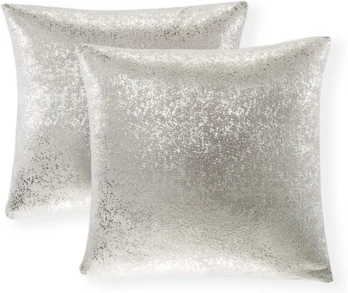 Miniatura 18 de Xinrjojo Juego de 2 almohadas brillantes en negro y dorado, almohadas suaves y brillantes decorativas, juego de fundas de almohada cuadradas negras