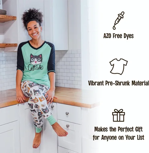 Miniatura 6 de Lazy One Leggings y camisetas para mujer, pijamas separados, ropa de descanso acogedora para mujer