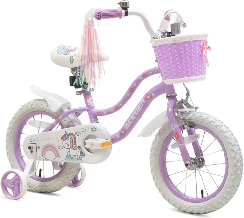 Miniatura 16 de Bixike Bicicleta estilo princesa para niñas con canasta para niños y niñas pequeñas de 2 a 13 años, bicicleta de 12, 14, 16, 18 pulgadas para niños