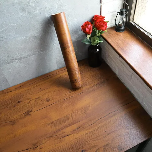 EeeComing Papel tapiz de contacto para encimera, papel tapiz de madera marrón, papel de contacto de grano de madera, papel de contacto extraíble,