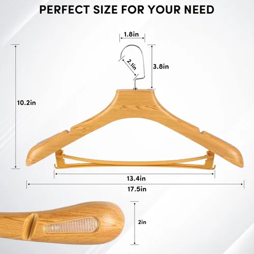 Miniatura 2 de DEDU Perchas de traje para hombre, paquete de 20, ancho de 17.5", perchas de abrigo sin protuberancia en el hombro, antideslizantes para suéteres