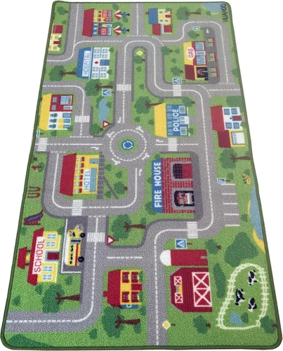 Miniatura 2 de HUAHOO Alfombra de juegos para niños, alfombra de coche para autos de juguete y trenes, tapete de juego antideslizante para sala de juegos y aula