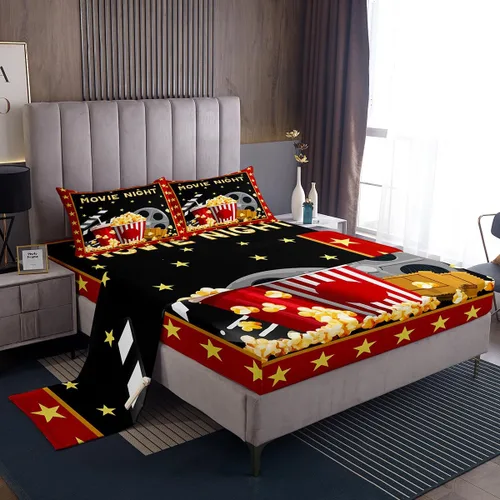 Miniatura 3 de Juego de sábanas de cine tamaño individual, juego de ropa de cama de 3 piezas para niños, adolescentes y adultos, decoración de habitación de cine