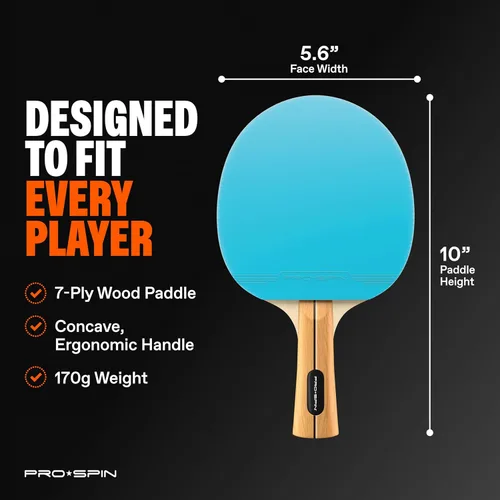 Miniatura 5 de PRO-SPIN Paletas de ping pong – Juego de alto rendimiento con raquetas de tenis de mesa premium, pelotas de ping pong de 3 estrellas, estuche de Set