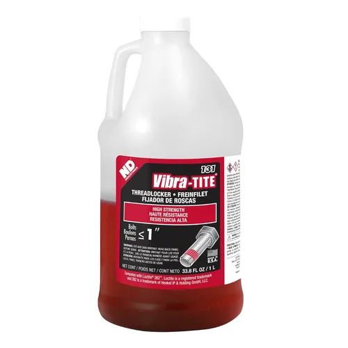 Vibra-TITE - 13100 131 Enganchador de rosca anaeróbico de fuerza permanente, jarra de 1 litro, rojo