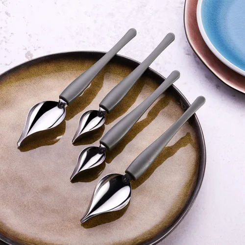 Miniatura 7 de Angoily Juego de 4 cucharas decorativas para dibujo, cucharas de filtro de cuchara de chocolate de acero inoxidable, cuchara de lápiz de decoración