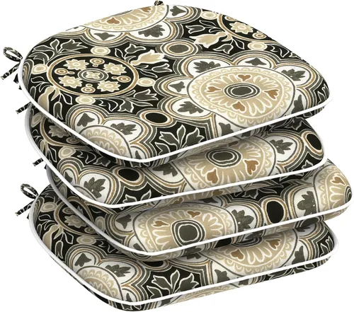 Miniatura 54 de DYTXIII Juego de 2 cojines para sillas de exterior con lazos, almohadillas repelentes al agua para sillas de patio de 17 x 16 pulgadas para muebles