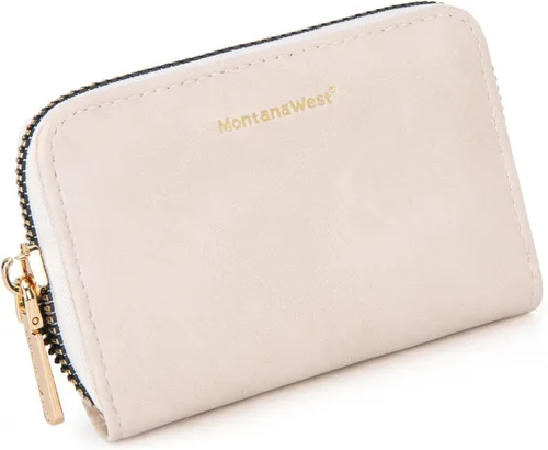 Miniatura 6 de Montana West Tarjetero de crédito para mujer, pequeña cartera RFID con cremallera, tarjetero unisex, Beige, Minimalista