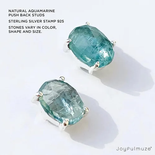 Miniatura 6 de Aretes de oro azul aguamarina, oro micro de 14 quilates sobre plata de ley 925, hermosa piedra preciosa auténtica, regalo de joyería para mujer, 2CT