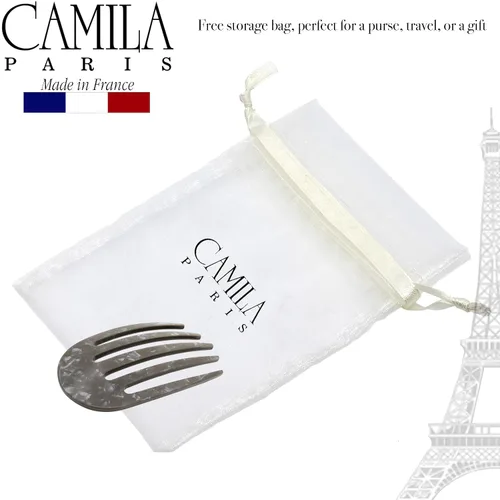 Miniatura 4 de Camila Paris CP3407 - Peine lateral francés pequeño redondeado, gris, hecho a mano, pinzas de pelo de sujeción fuerte para mujer, moño Chignon