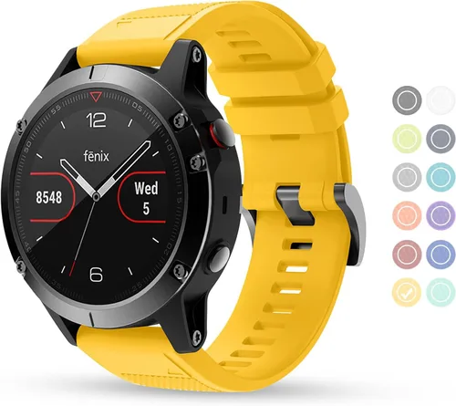 Miniatura 8 de Correa de reloj compatible con Fenix, correa de reloj Garmin de 0.866 in, silicona suave, repuesto para Fenix 5/5 Plus/6/6 Pro/7/Forerunner Negro