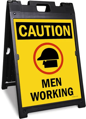 Miniatura 8 de SmartSign Letrero plegable de plástico con texto en inglés "Caution - Hot Work In Progress" de 25 x 12 pulgadas, color negro y amarillo Hot Work in