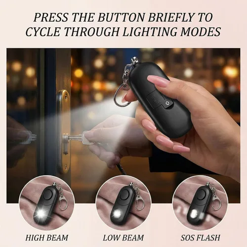 Miniatura 4 de Alarma personal para mujeres, llavero de alarma: Qoosea 135dB llavero de emergencia sirena con luz estroboscópica sirena fuerte para mujeres, niños