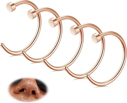 Miniatura 37 de FIBO STEEL - 5 piezas de acero inoxidable, 18G a 22G, joyería corporal, piercing de nariz para mujer