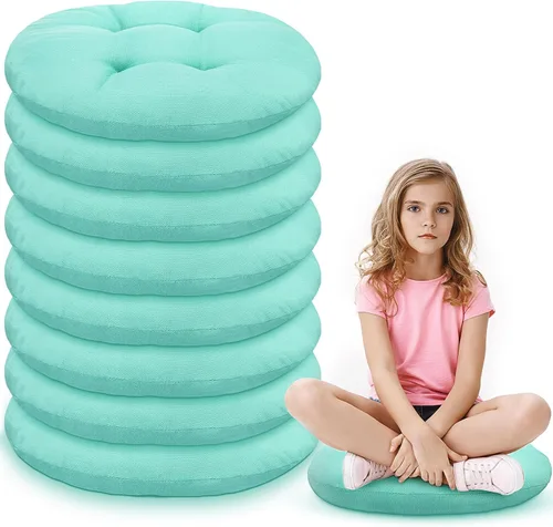Miniatura 19 de Fumete - 8 piezas de cojines de piso redondos de 16 pulgadas para niños y bebés, asientos flexibles para muebles de aula, almohada de piso