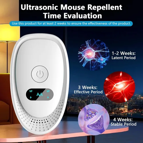 Miniatura 4 de Repelente ultrasónico de plagas, paquete de 6 – Repelente electrónico de plagas con 3 modos – Repelente ultrasónico de roedores e insectos