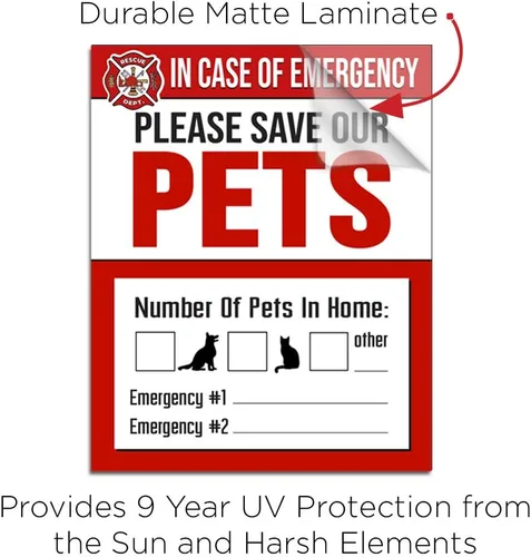 Miniatura 2 de IT'S A SKIN Adhesivo de rescate de mascotas, seguridad contra incendios, calcomanía de emergencia para ventana de mascotas, perro y gato de 4 x 5