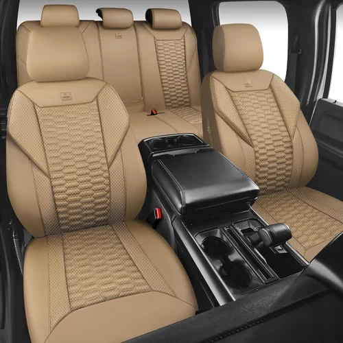 Miniatura 5 de CAR PASS Juego completo de fundas para asientos de coche de malla de espuma 3D de cuero, fundas para asientos de coche de malla transpirable