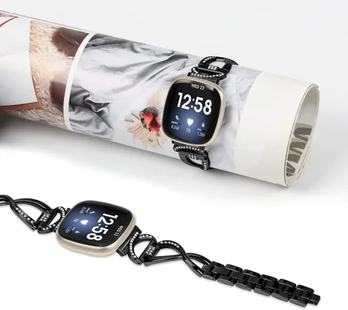 Miniatura 4 de RuenTech Compatible con correa de reloj Fitbit Versa 4/Versa 3, correa de metal ajustable de repuesto para Versa 4/Versa 3 accesorios de reloj