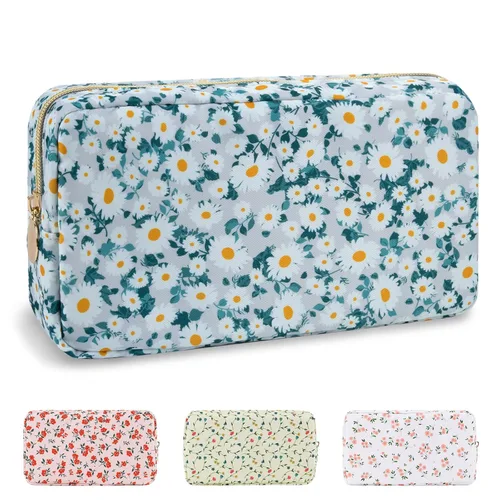 Miniatura 22 de Estuche pequeño para lápices y maquillaje para bolso, lindo estuche de lápices, bolsa de pinceles de maquillaje de nylon con cremallera, estuche