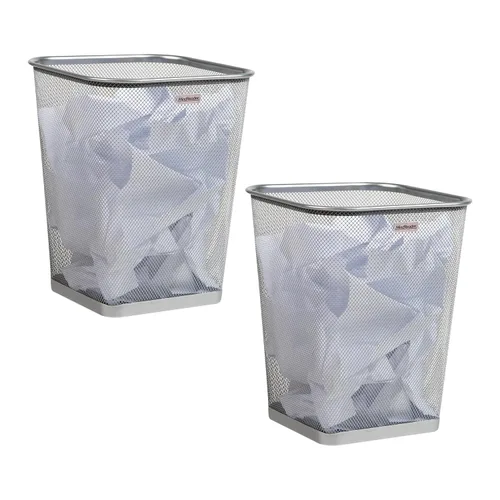 Miniatura 9 de Mind Reader Cubo de basura de malla, cesta de papel usado, cuadrado, oficina, malla metálica, 9.75 pulgadas de largo x 9.75 pulgadas de ancho x Negro