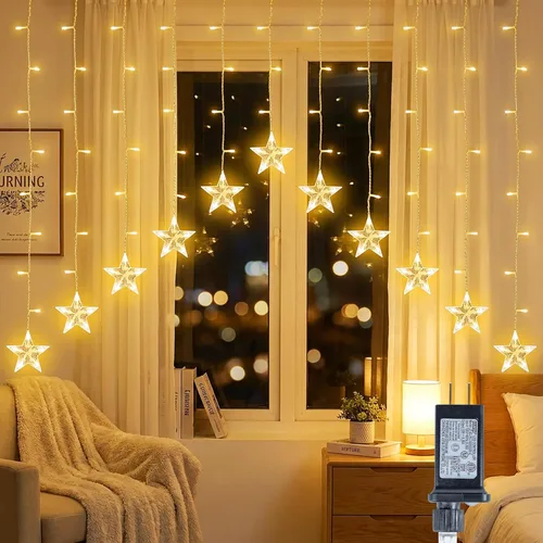 YOUNGAR Luces de Carámbanos de Estrellas, Luces de Cortina de Estrellas Younger, 11.5 pies, 118 Luces LED Colgantes para Techo del Hogar,
