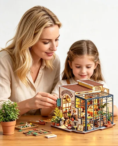 Miniatura 4 de Rolife Kit de Casa en Miniatura DIY Tienda de Flores, Kit de Casa Pequeña para Adultos para Construir, Kit de Fabricación de Mini Casa con Muebles