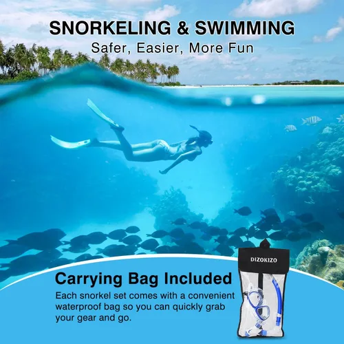 Miniatura 6 de Snorkel Set Wide-View Adult Snorkeling Scuba Gear, Professional Snorkel Goggles Anti-Fog Diving Mask, Anti-Leak Swim Goggles and Dry Top Snorkel for