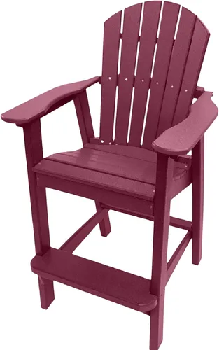 Miniatura 10 de Phat Tommy Silla alta Adirondack – Muebles de exterior de polietileno de alta densidad – Taburete de bar Adirondack de polietileno – Mueble pesado