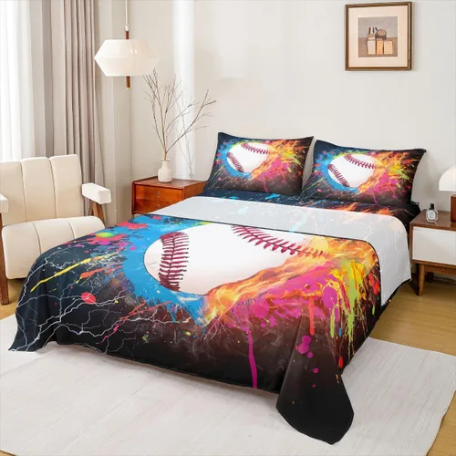 Miniatura 33 de Sábanas de baloncesto tamaño matrimonial con bolsillo profundo para niños, ropa de cama deportiva, juego de sábanas para atletas de baloncesto
