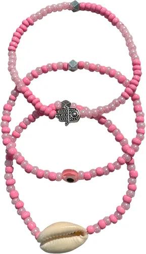 Miniatura 43 de 3 pcs Ilde Cowrie seashell Evil Eye Hamsa Hand Orisha Santeria Pulseras Bracelet Set