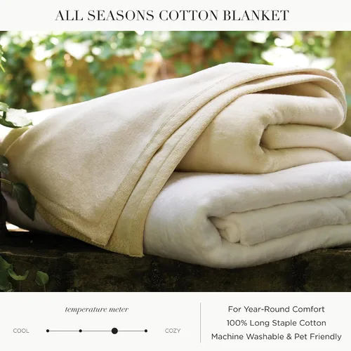 Miniatura 2 de Peacock Alley - Cobija de lujo de algodón para todas las estaciones – 100% algodón mullido de fibra larga para sofá, cama y cuna - Twin/Twin XL
